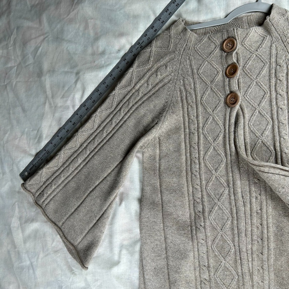 Avita Womens M Recycled cashmere blend swing tan cardigan cable 3 button sweater - Picture 8 of 8